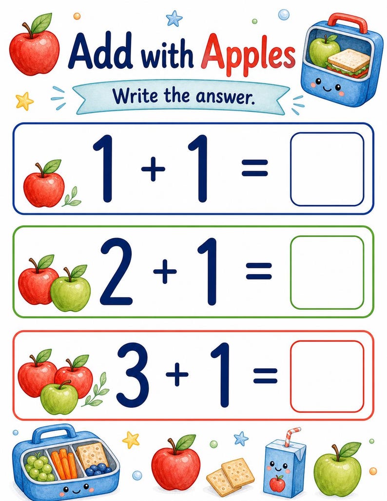 Lunchbox Addition | Addition Worksheets | Printable PDF | Digital Download image 3