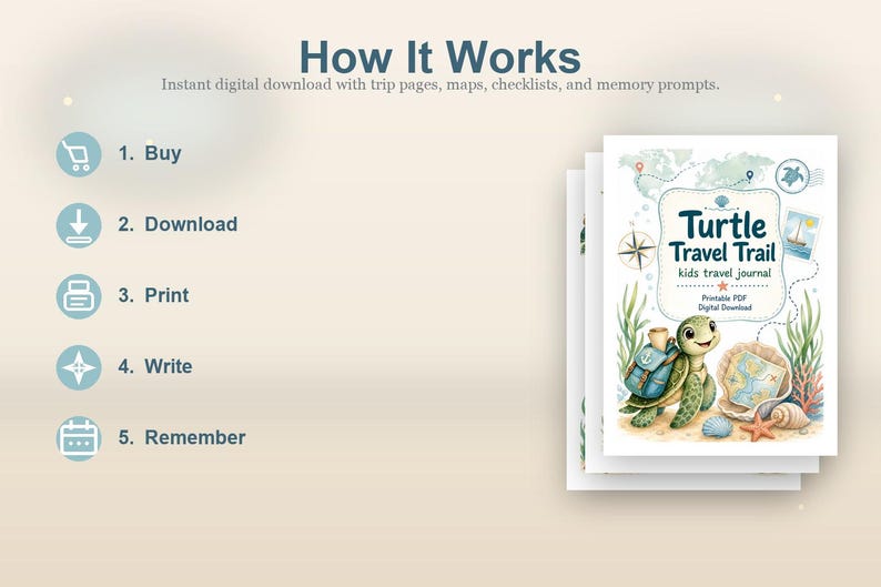 Turtle Travel Trail | kids travel journal | Printable PDF | Digital Download image 4