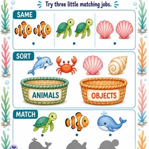 サンゴ礁の絵合わせ | 海洋生物のマッチングアクティビティ | 印刷可能なPDF | デジタルダウンロード 画像 7