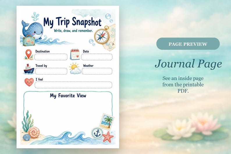 The Little Whale Journey | kids travel journal | Printable PDF | Digital Download image 6