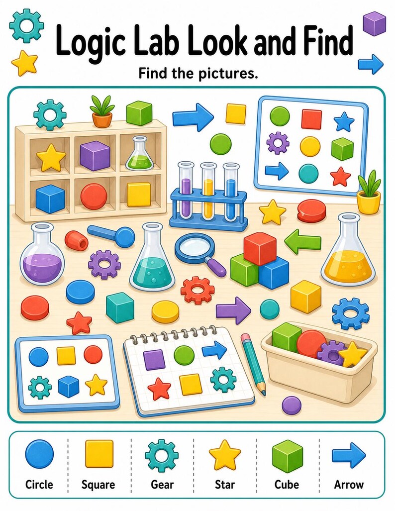 Bild logischen Labor | Logische Puzzle Arbeitsblätter für Kinder | Druckbare PDF | Digitaler Download Bild 4