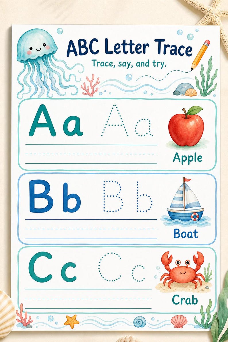 Jellyfish Pencil Paths | Preschool Worksheets | Printable PDF | Digital Download image 5