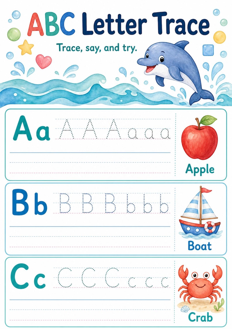 Dolphin Shape Splash | Preschool Worksheets | Printable PDF | Digital Download image 3