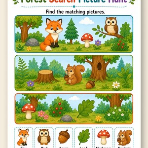 Im Wald suchen und finden | Schau und finde Arbeitsblätter | Druckbare PDF | Digitaler Download Bild 9