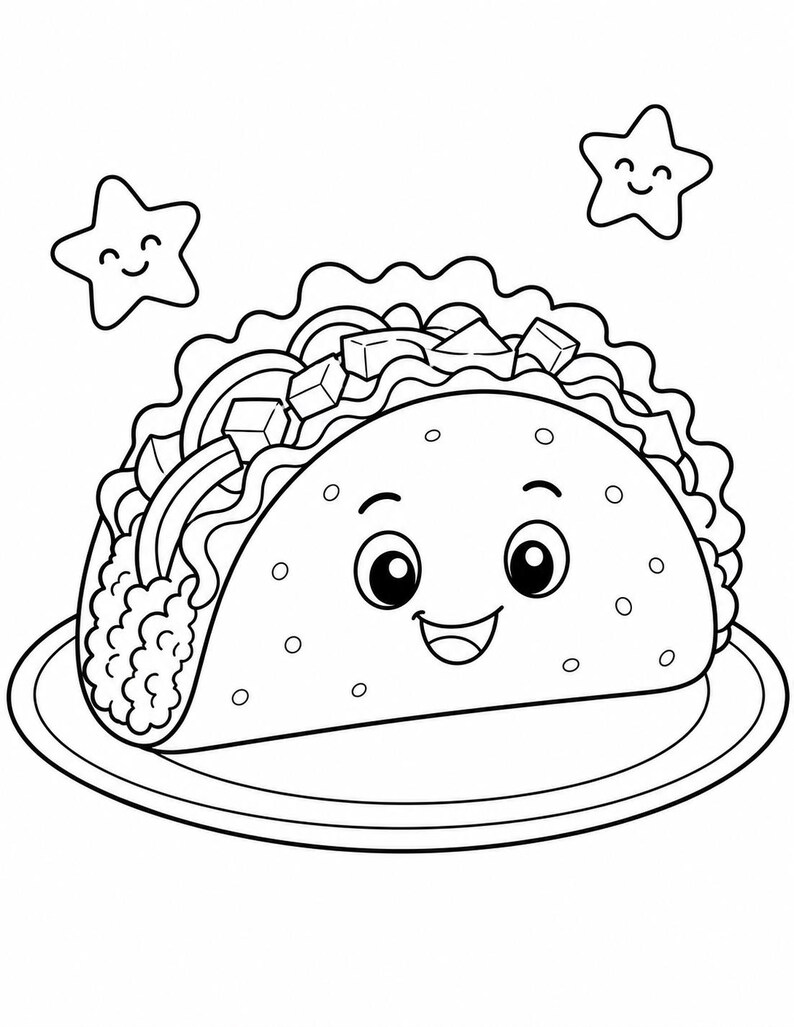 Disegni da colorare di dolci amici / Disegni da colorare di cibo carino / PDF stampabile / Download digitale immagine 6