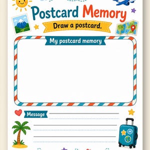 Postcard Memory Pages | Travel Journal for Kids | Printable PDF | Digital Download image 9