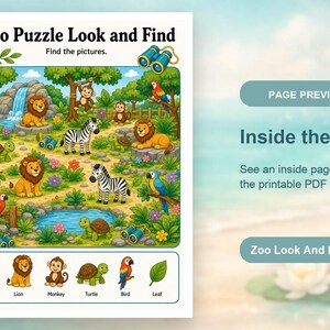 Look And Find Zoo Pages | I Spy Printable | Printable PDF | Digital Download image 10
