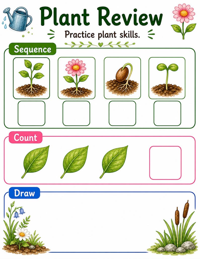 Levenscyclus van klein blad | Werkblad levenscyclus planten | Afdrukbare pdf | Digitale download afbeelding 7