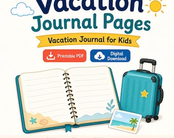 Vacation Journal Pages | Vacation Journal for Kids | Printable PDF | Digital Download