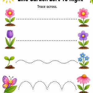 Little Line Garden | Arkusze do nauki pisania | Do druku w formacie PDF | Pobieranie cyfrowe zdjęcie 6