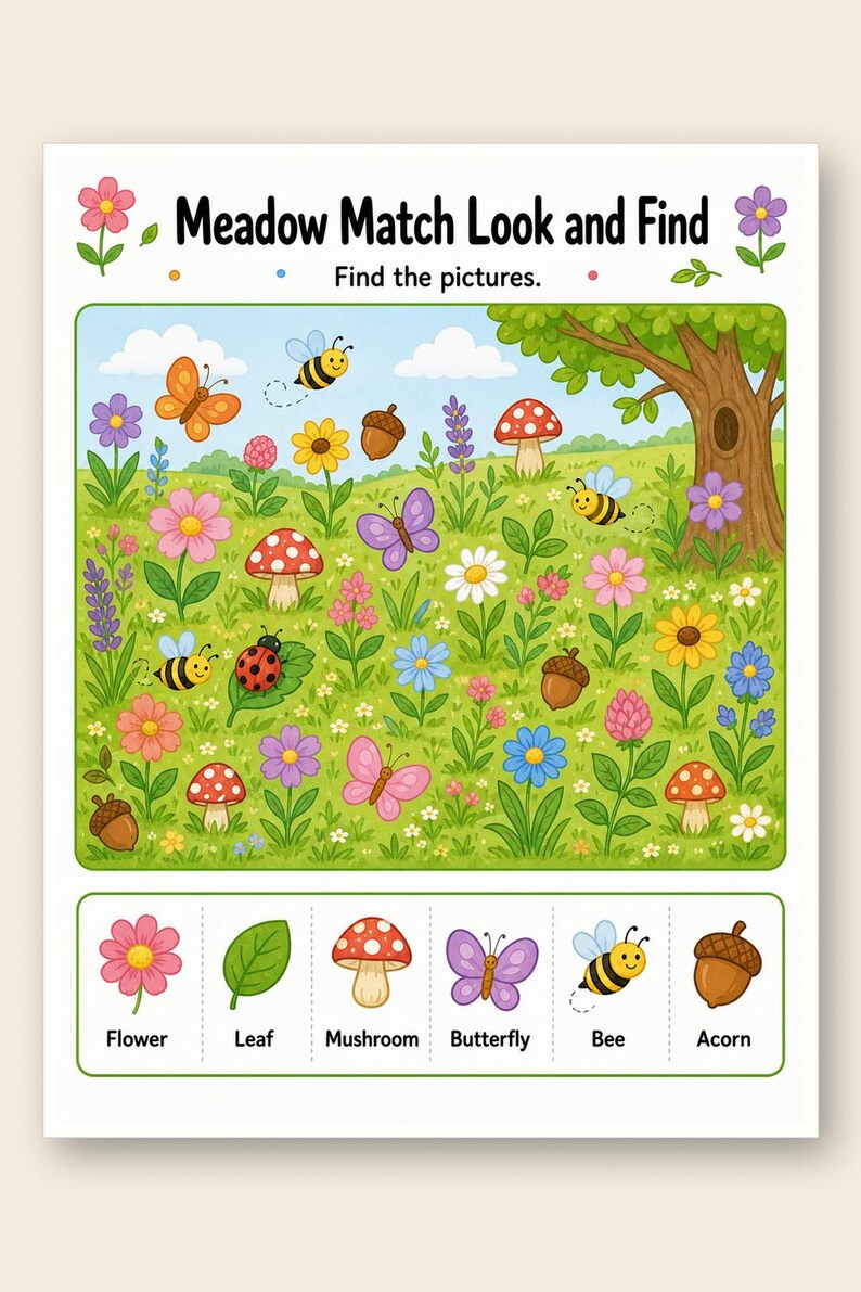 Match Meadow Pages | Matching Worksheets | Printable PDF | Digital Download image 9
