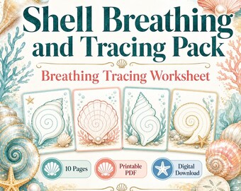 Shell Breathing and Tracing Pack | Breathing Tracing Worksheet | Printable PDF | Digital Download