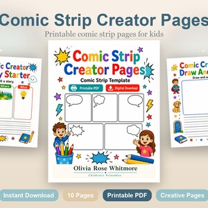 Páginas para crear tiras cómicas / Plantilla de tira cómica / PDF imprimible / Descarga digital imagen 2