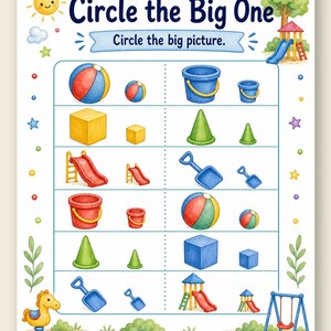 Big Small Playground | Big and Small Worksheets | Printable PDF | Digital Download image 9