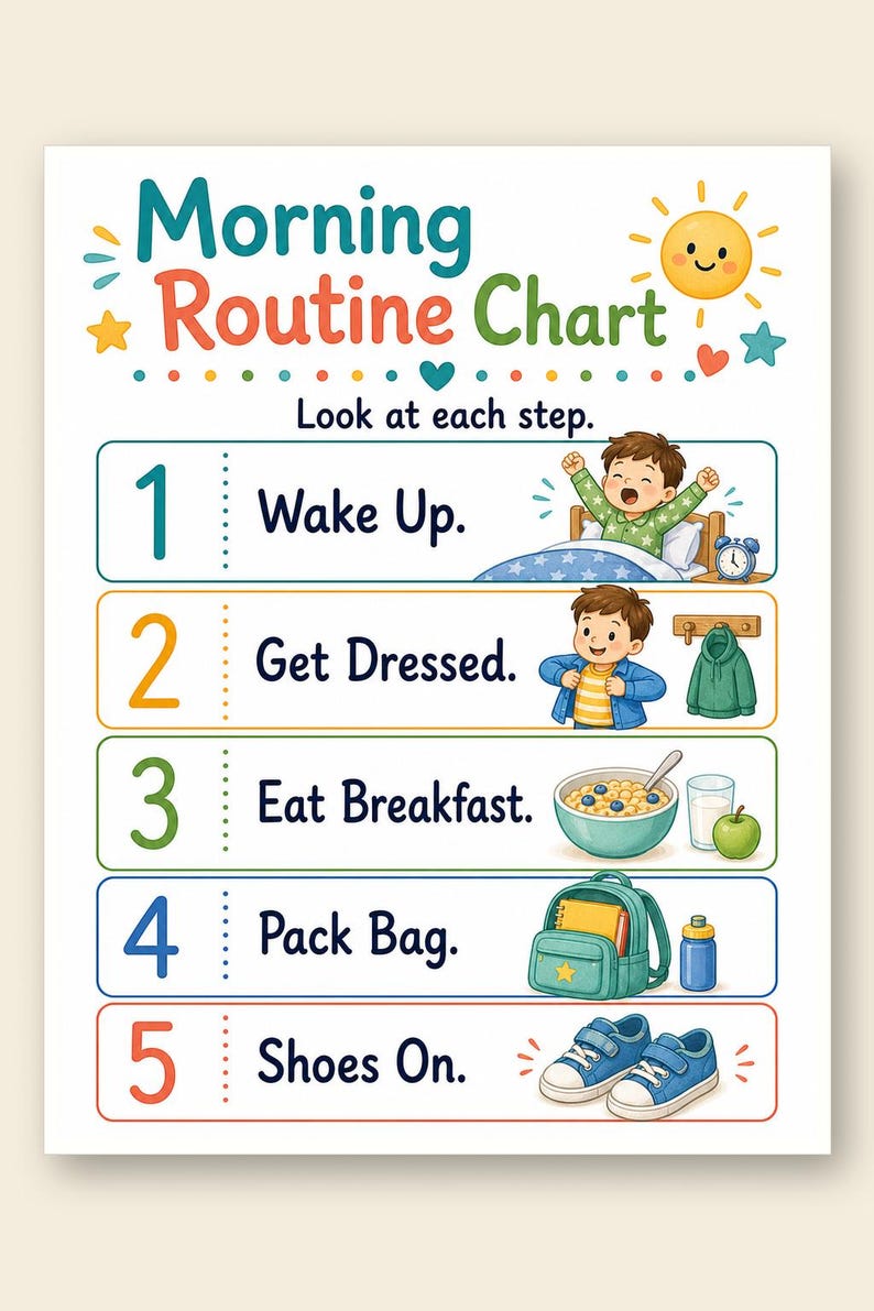 Morgen Bereiter Weg | Morgen-Routine-Diagramm | Druckbare PDF | Digitaler Download Bild 9