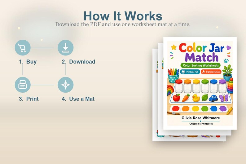 Match Color Jar | Werkbladen voor kleursortering | Afdrukbare pdf | Digitale download afbeelding 8
