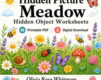 Hidden Picture Meadow | Hidden Object Worksheets | Printable PDF | Digital Download