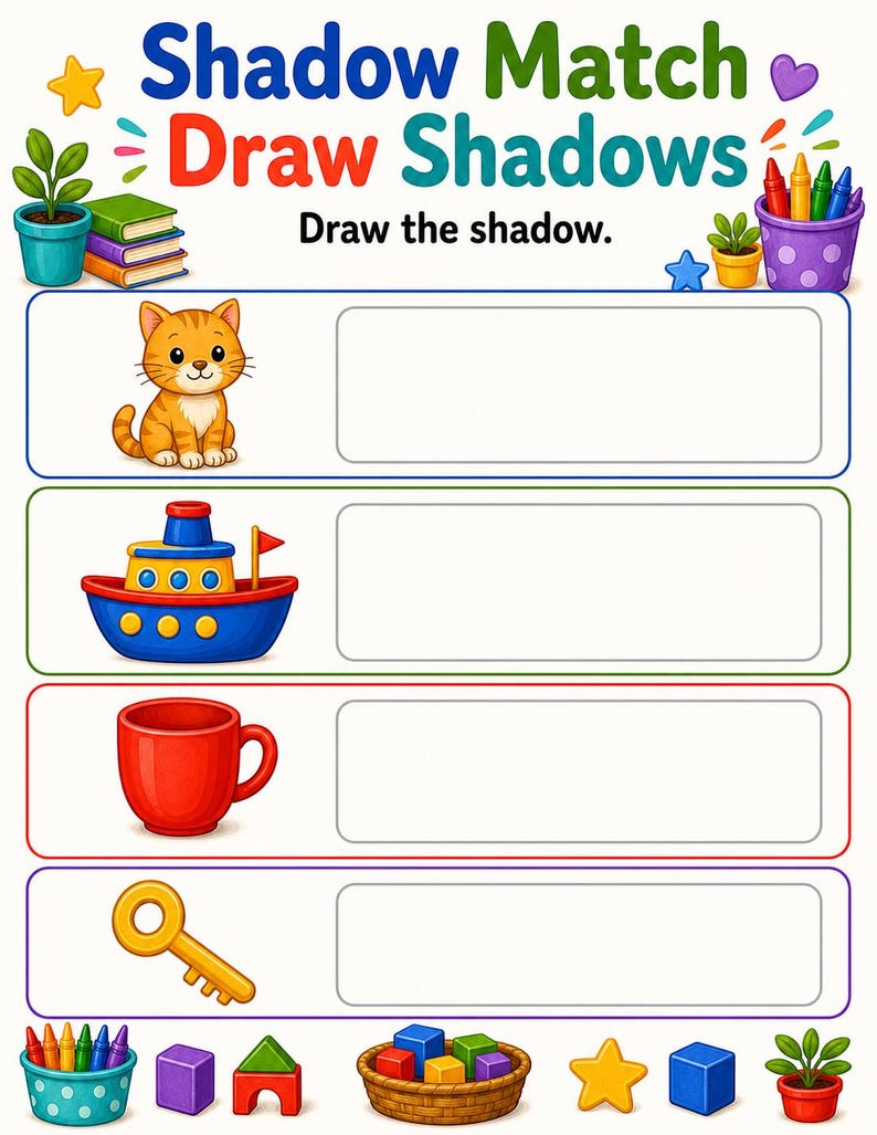 Shadow Match Workshop | Shadow Matching Worksheets | Printable PDF | Digital Download image 5