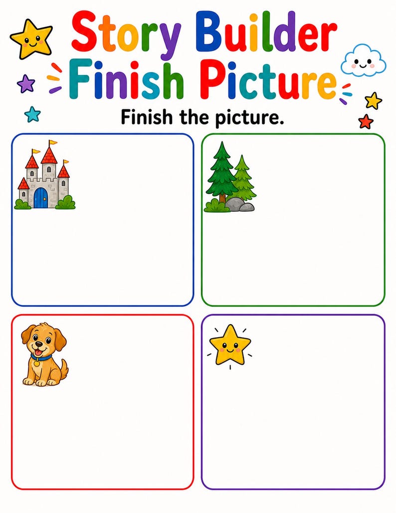 Little Story Builder Pages | Story Starters for Kids | Printable PDF | Digital Download image 4