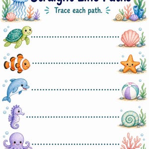 Jellyfish Pencil Paths | Pre Writing Worksheets | Printable PDF | Digital Download image 3
