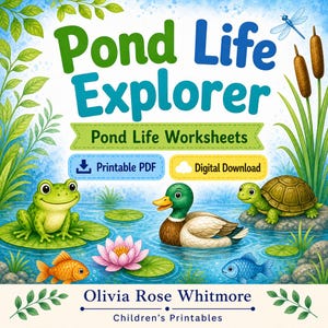 Pond Life Explorer | Pond Life Worksheets | Printable PDF | Digital Download image 1