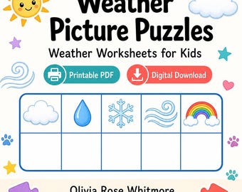 Weather Picture Puzzles | Weather Worksheets for Kids | Printable PDF | Digital Download