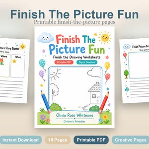 絵を完成させよう！ | 絵を完成させるワークシート | 印刷可能なPDF | デジタルダウンロード 画像 2