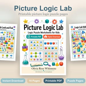Bild logischen Labor | Logische Puzzle Arbeitsblätter für Kinder | Druckbare PDF | Digitaler Download Bild 2