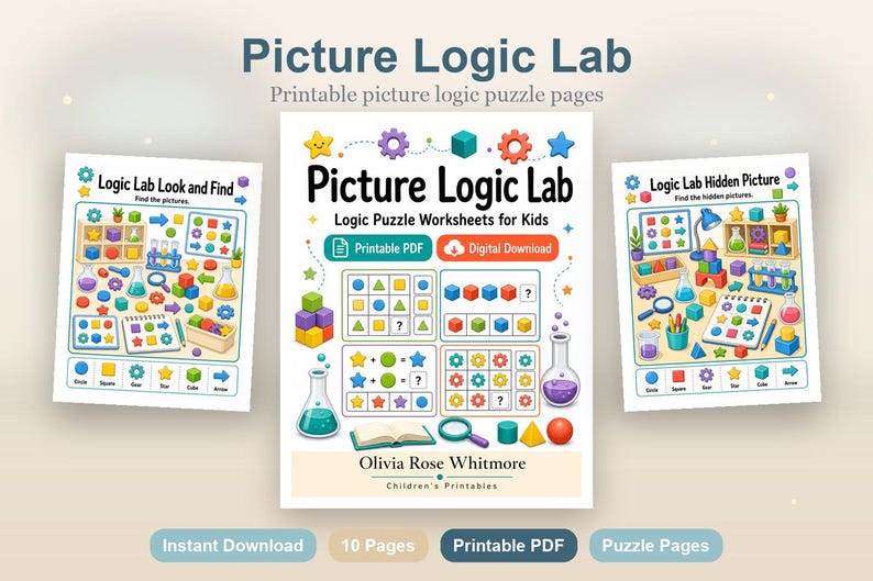 Bild logischen Labor | Logische Puzzle Arbeitsblätter für Kinder | Druckbare PDF | Digitaler Download Bild 2