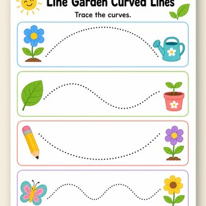 Little Line Garden | Arkusze do nauki pisania | Do druku w formacie PDF | Pobieranie cyfrowe zdjęcie 9