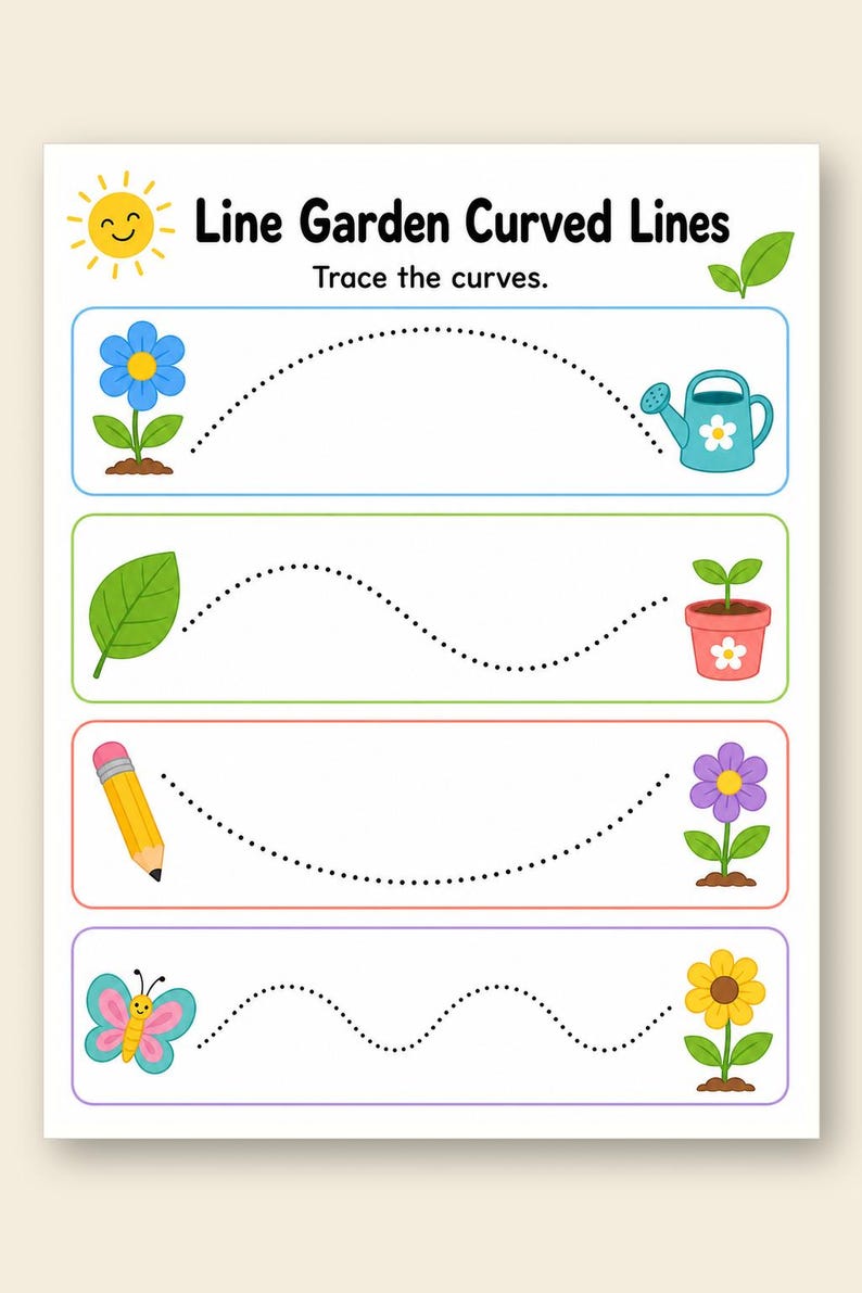 Little Line Garden | Arkusze do nauki pisania | Do druku w formacie PDF | Pobieranie cyfrowe zdjęcie 9