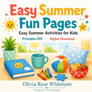 Gemakkelijke zomerpretpagina's | Gemakkelijke zomeractiviteiten voor kinderen | Afdrukbare pdf | Digitale download afbeelding 1