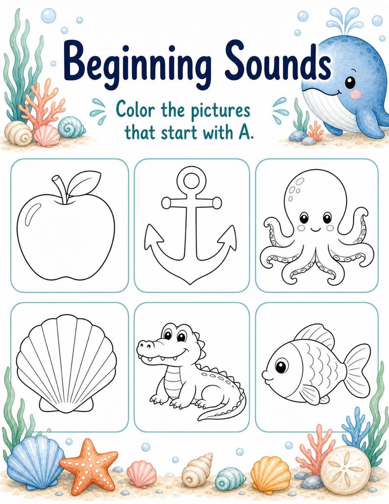 Little Whale ABCs | Preschool Worksheets | Printable PDF | Digital Download image 4