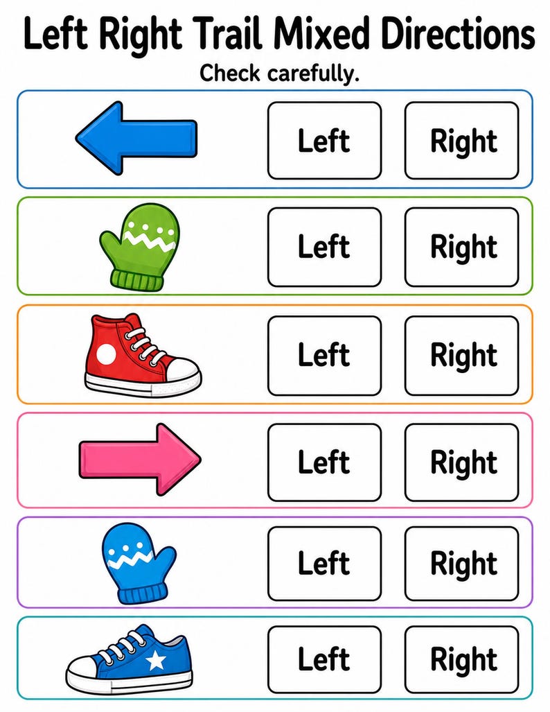 Left Right Learning Trail | Left and Right Worksheets | Printable PDF | Digital Download image 7