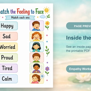 Visages empathiques | Feuilles de travail sur l'empathie pour les enfants | PDF imprimable | Téléchargement numérique image 10
