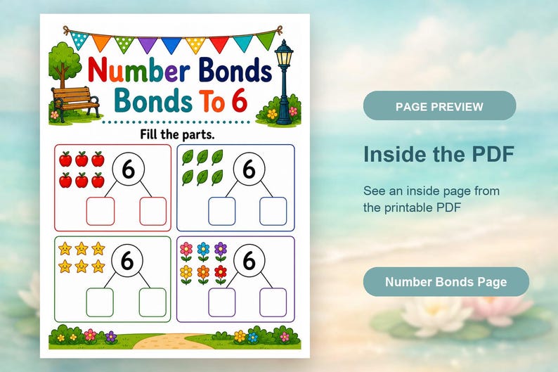 Number Bonds Park | Number Bonds Worksheets | Printable PDF | Digital Download image 10