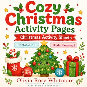 Cozy Christmas Activity Pages | Christmas Activity Sheets | Printable PDF | Digital Download image 1