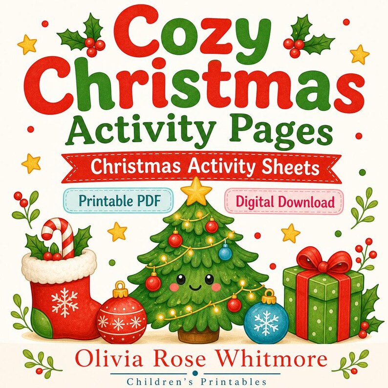 Cozy Christmas Activity Pages | Christmas Activity Sheets | Printable PDF | Digital Download image 1
