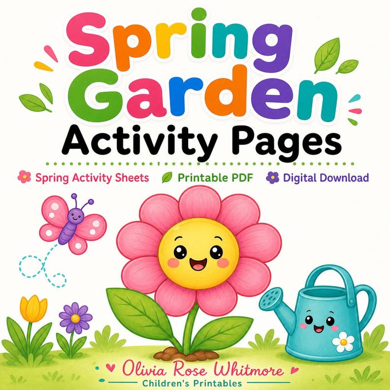 Activiteitenpagina's lentetuin | Activiteitsbladen lente | Afdrukbare pdf | Digitale download afbeelding 1