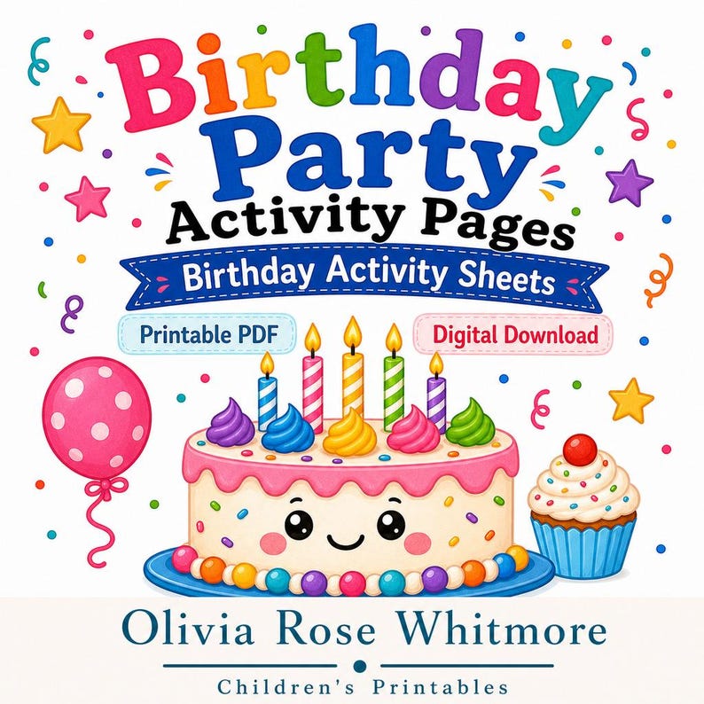 Geburtstagsparty-Tätigkeitsseiten | Geburtstag Aktivität Blätter | Druckbare PDF | Digitaler Download Bild 1