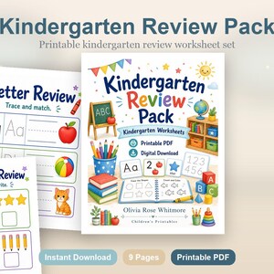 Pack de révision pour la maternelle | Feuilles de travail pour la maternelle | PDF imprimable | Téléchargement numérique image 2