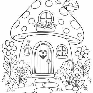 Dibujos para colorear de jardines de hadas / Dibujos para colorear de hadas / PDF imprimible / Descarga digital imagen 4