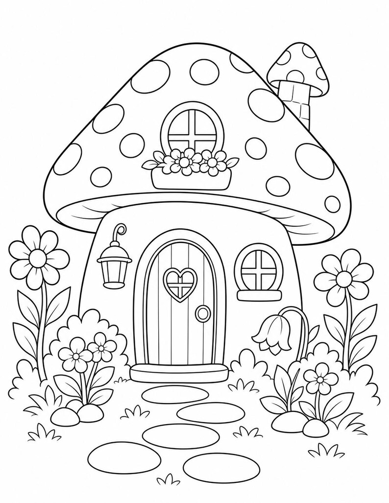 Dibujos para colorear de jardines de hadas / Dibujos para colorear de hadas / PDF imprimible / Descarga digital imagen 4