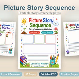 Picture Story Sequence | Story Sequencing Worksheets | Printable PDF | Digital Download image 2