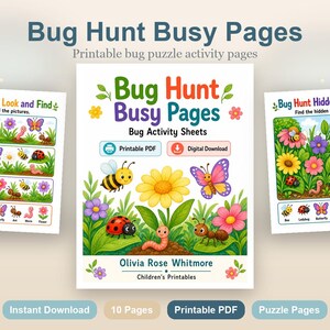 Bug Hunt Busy Pages | Bug Activity Sheets | Printable PDF | Digital Download image 2