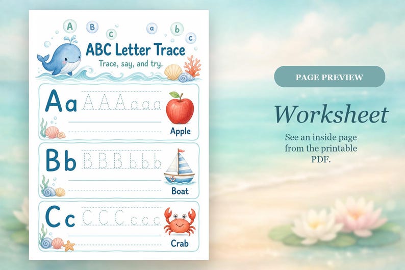 Das kleine Wal-ABC | Vorschul Arbeitsblätter | Druckbare PDF | Digitaler Download Bild 6