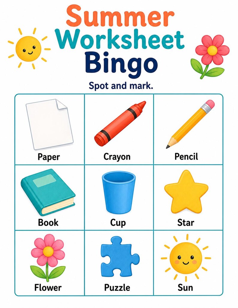 Sunny Summer Worksheet Pages | Summer Worksheets for Kids | Printable PDF | Digital Download image 3