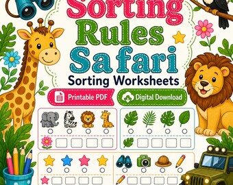 Sorting Rules Safari | Sorting Worksheets | Printable PDF | Digital Download