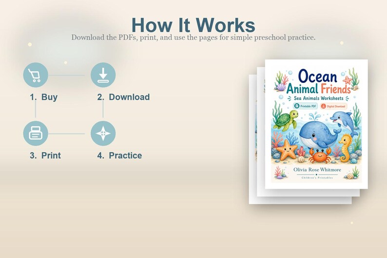 Ocean Animal Friends | Sea Animals Worksheets | Printable PDF | Digital Download image 8