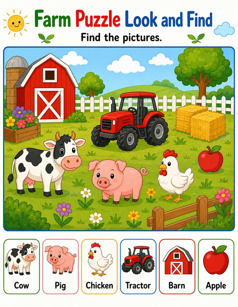 Bauernhof Bilderpuzzle | Farmaktivitätsseiten | Druckbare PDF | Digitaler Download Bild 4